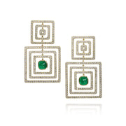 Todd Reed Earrings with emeralds (4.53ctw) and white brilliant cut diamonds (6.6ctw) in 18k yellow gold.